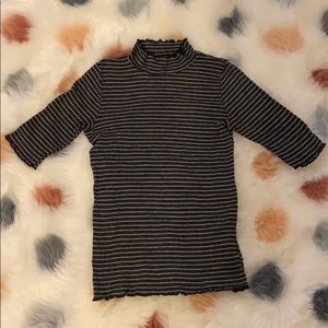 T.la Stripe Ruffle Edge Shirt (Anthropologie)